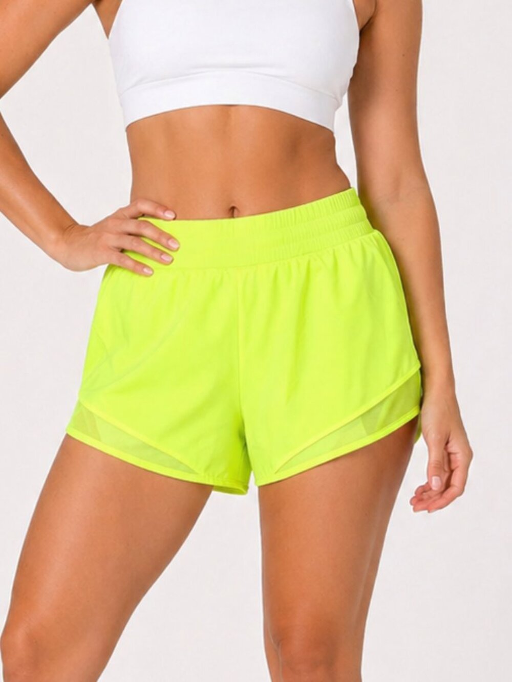 Lululemon Hotty Hot HR 4” Shorts Size 8 Neon Green Running Lined Shorts Women